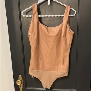 Skims leather shapewear bodysuit